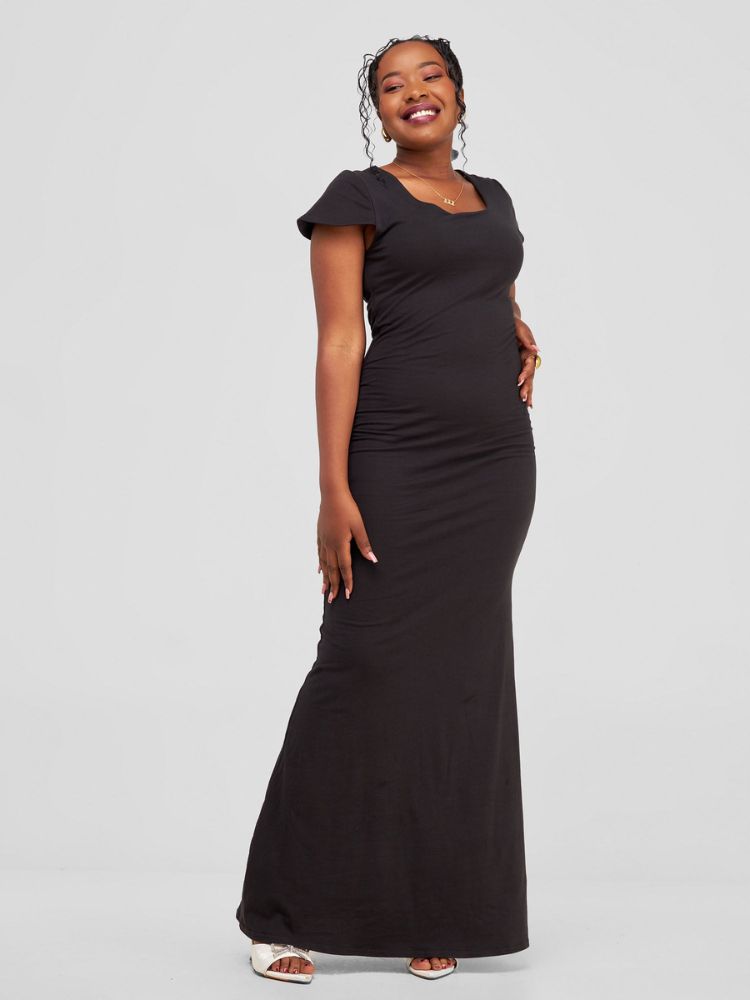 double-layered, cap sleeved maxi dress