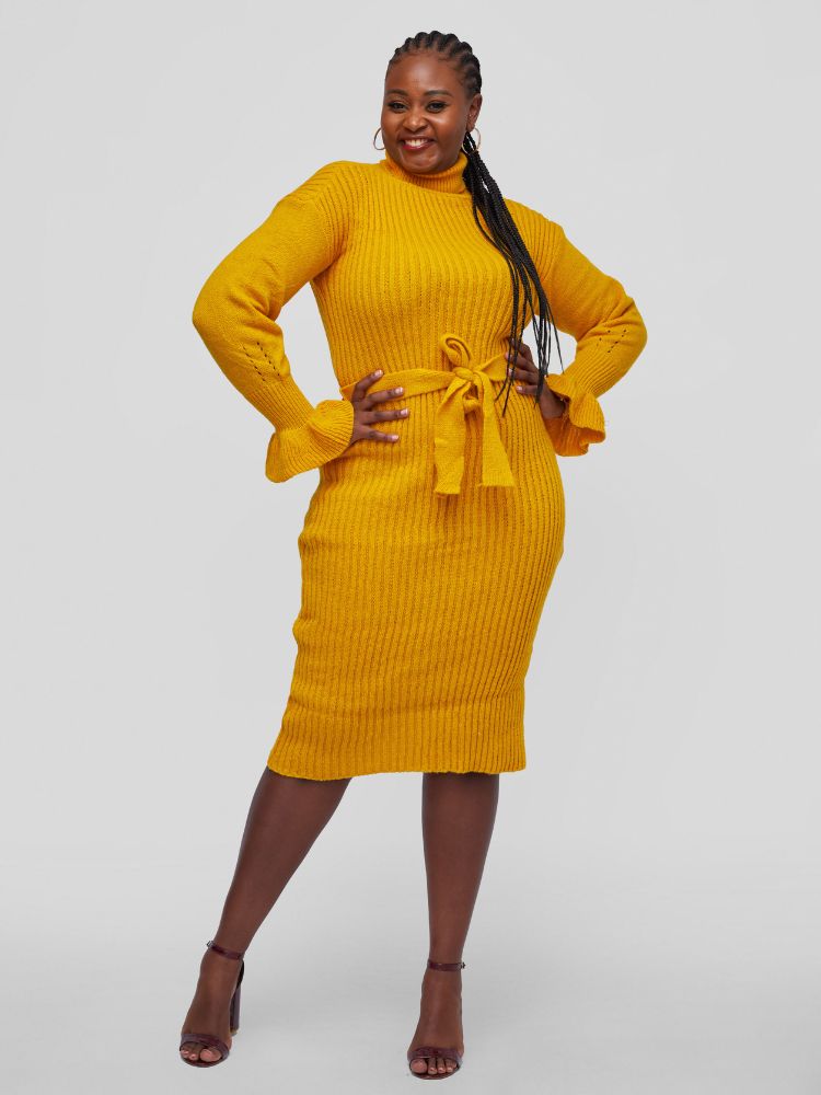 Yellow Mango Plus Size Clothing Turtleneck Sweater Dress Long