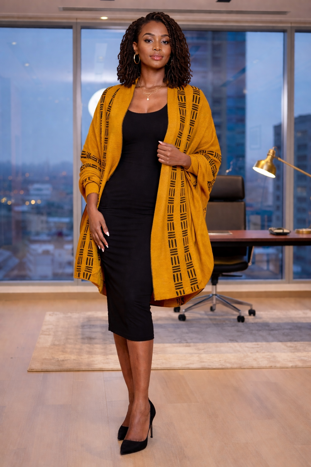 Amina Sweater Shawl - Mustard