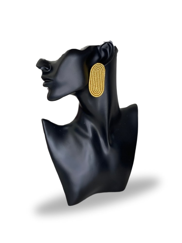 Naoki Oval Stud Earrings - Gold