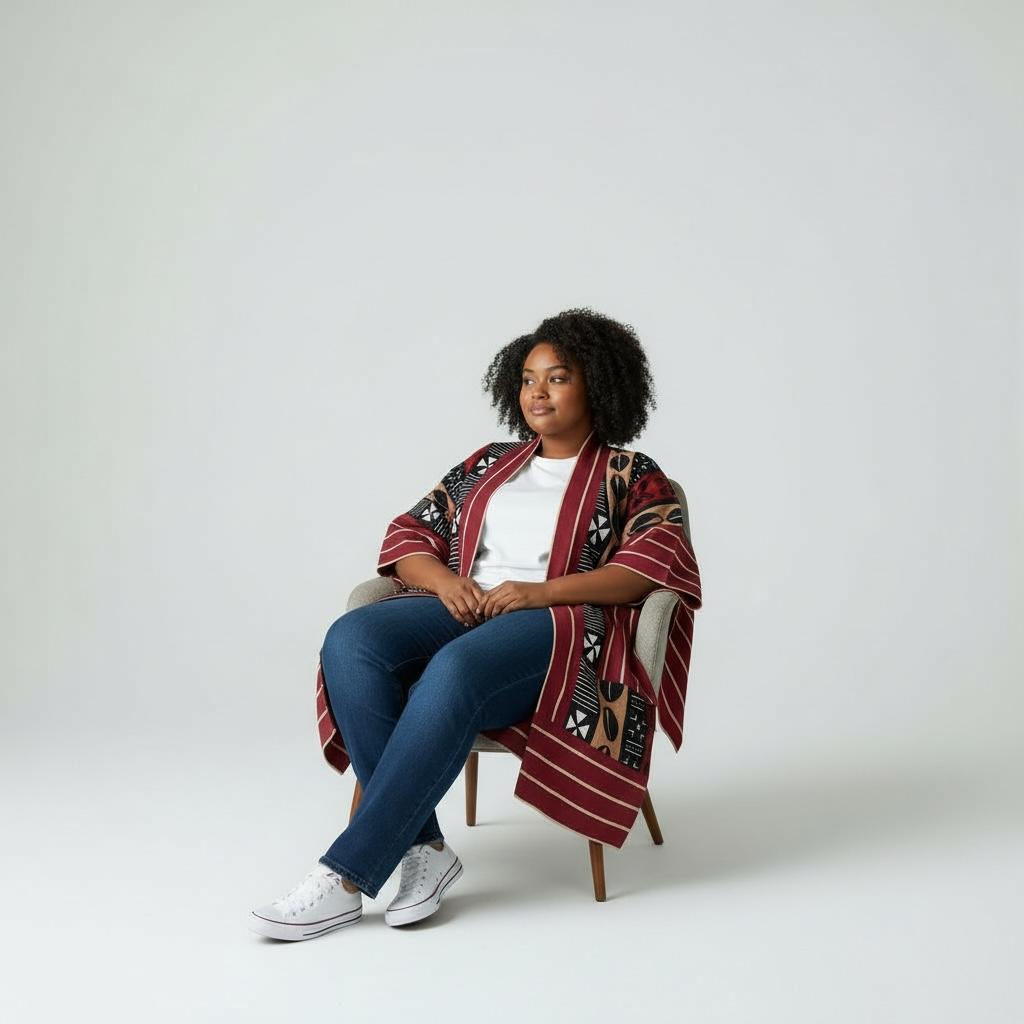 Hanifa Kimono - Maroon & Brown Print