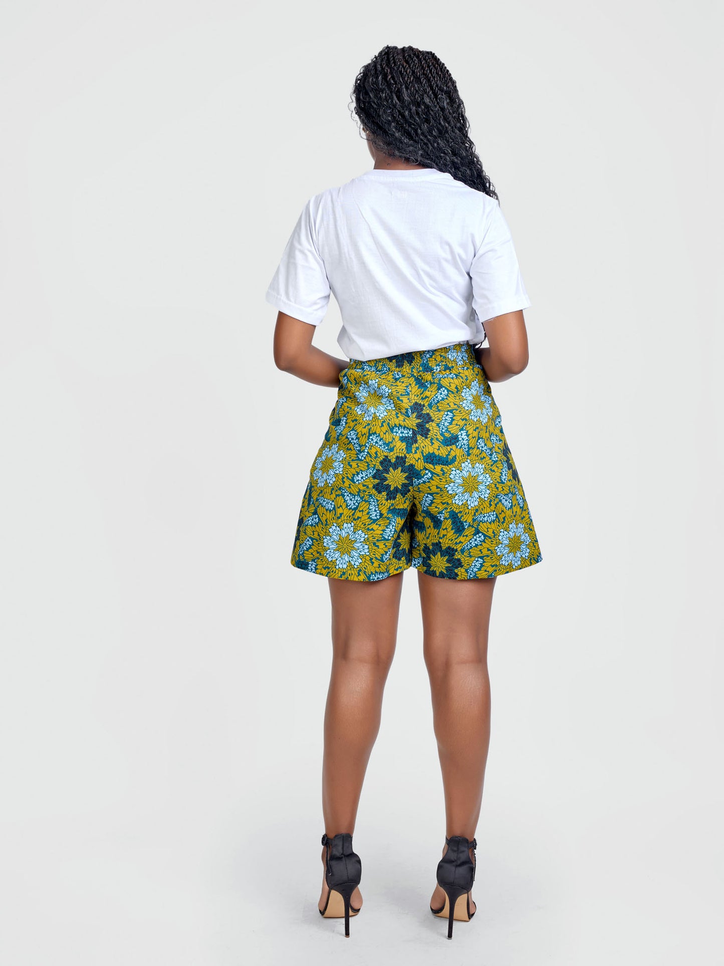 Kanini Ankara Shorts - Green Print