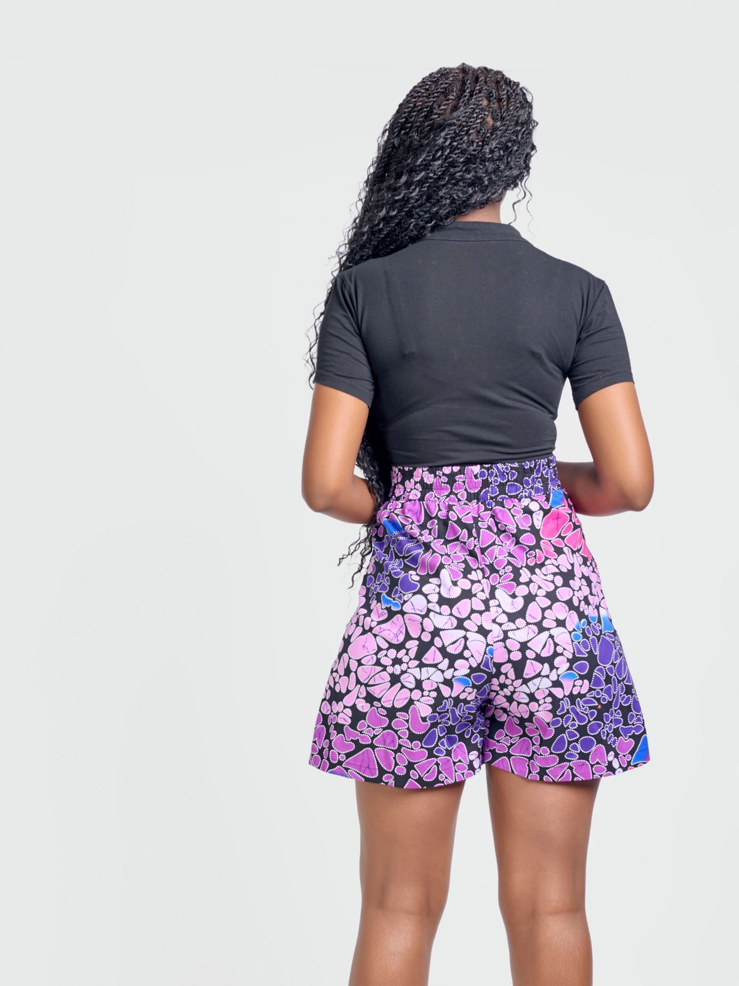 Kanini Ankara Shorts - Purple Print