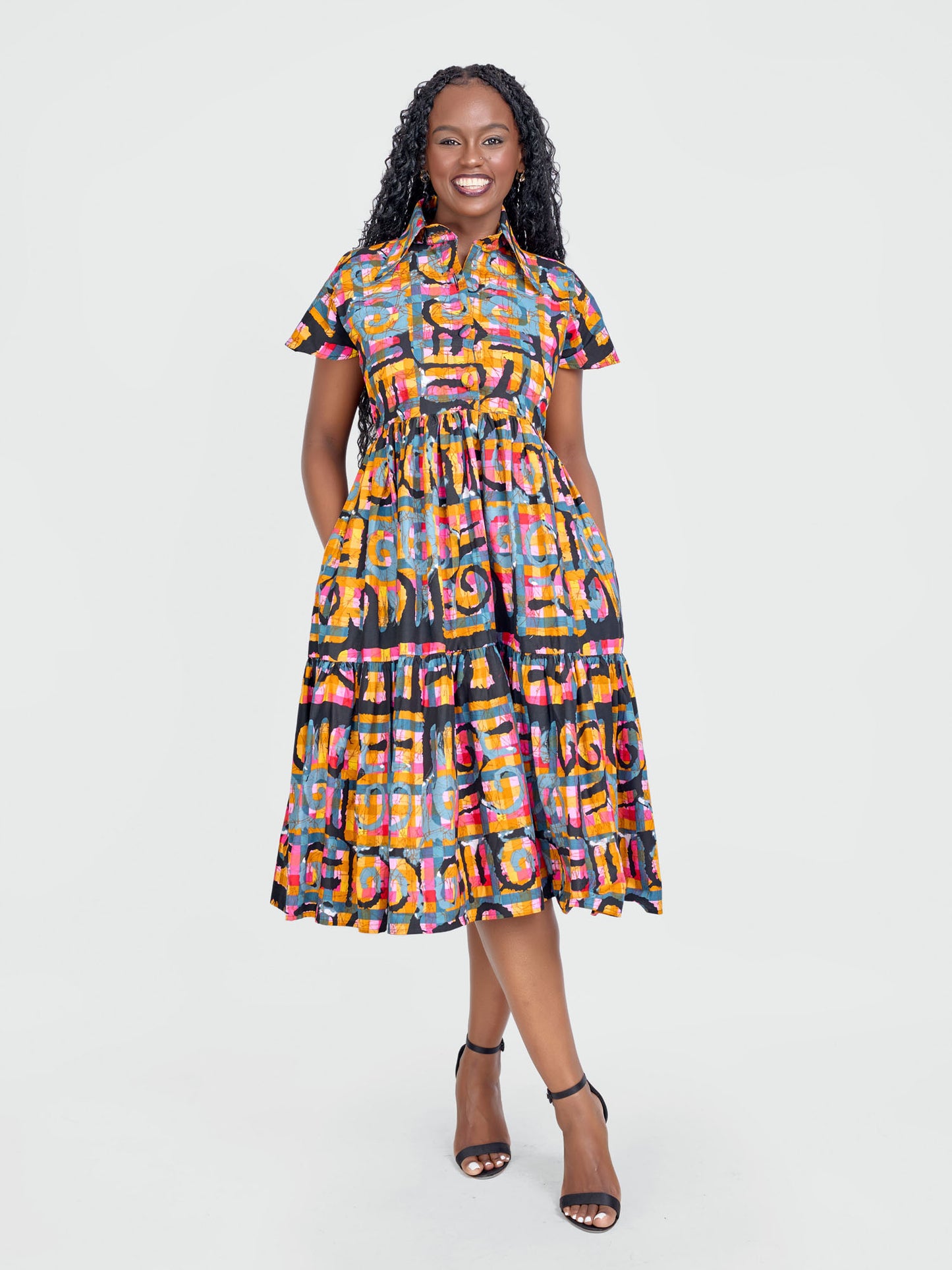 Kiara Tiered Ankara Baby Doll Dress - Muticoloured Print