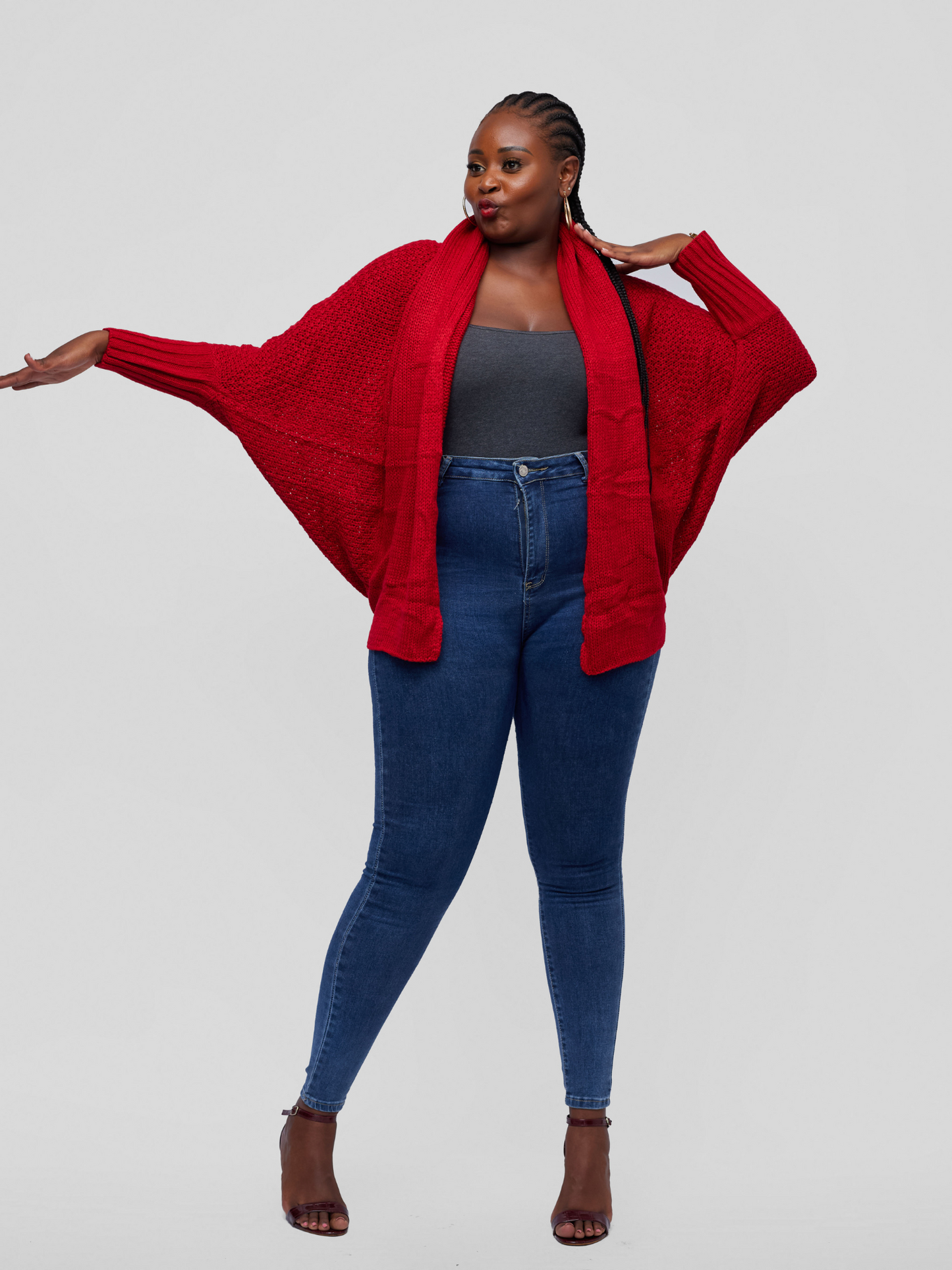 Natori Batwing Short Cardigan - Burgundy