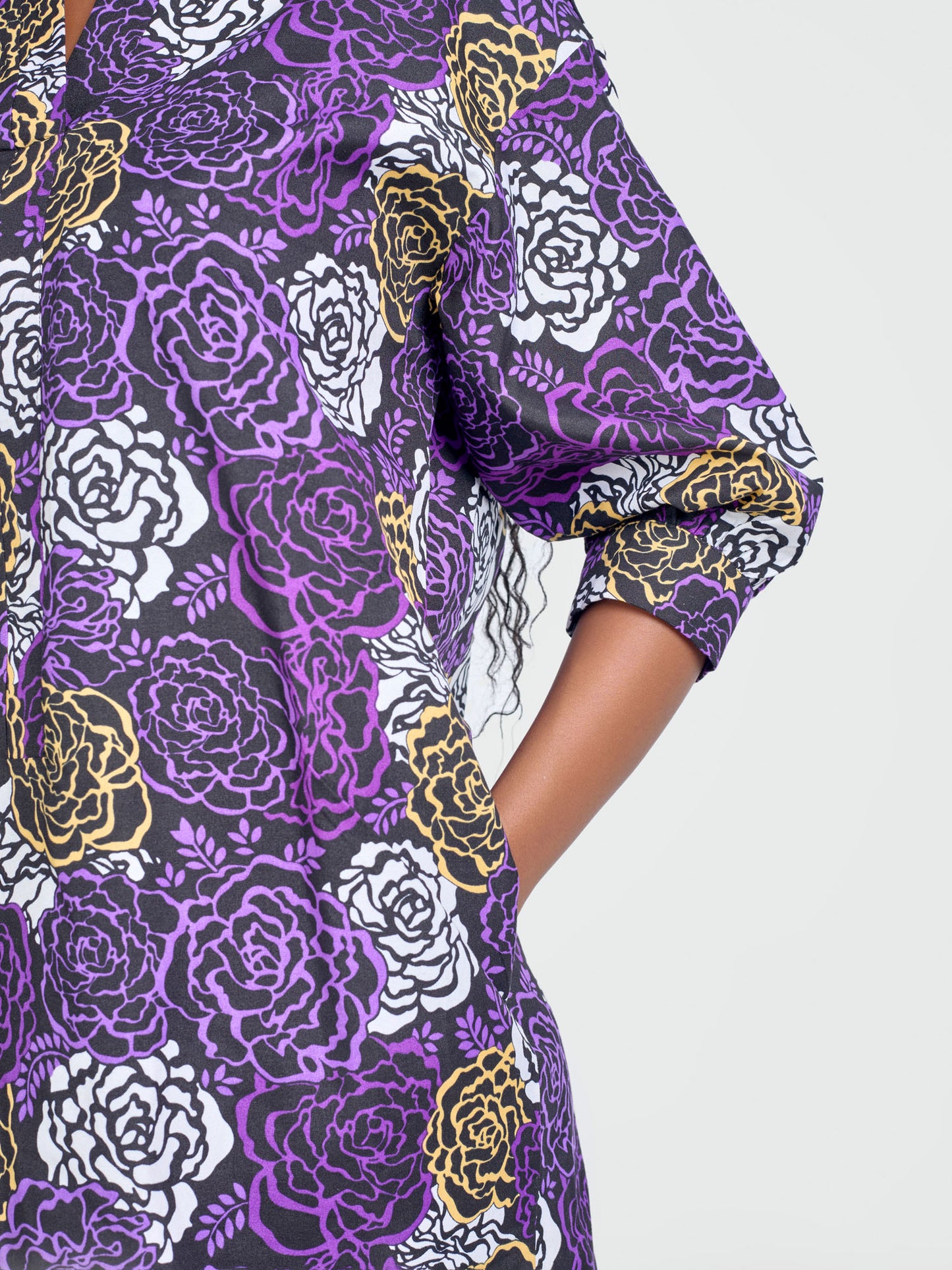 Nuru Shirt Dress - Purple & Ankara