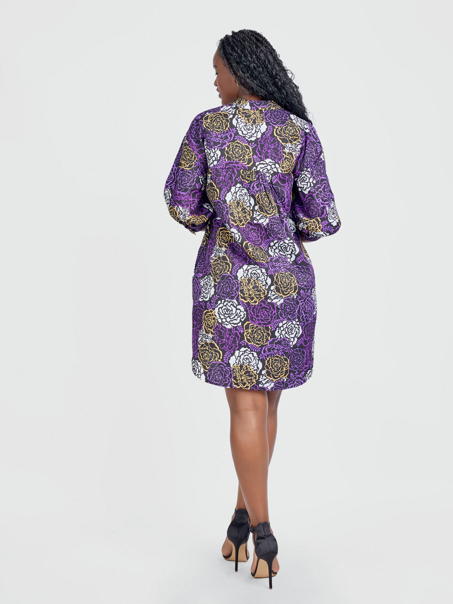 Nuru Shirt Dress - Purple & Ankara