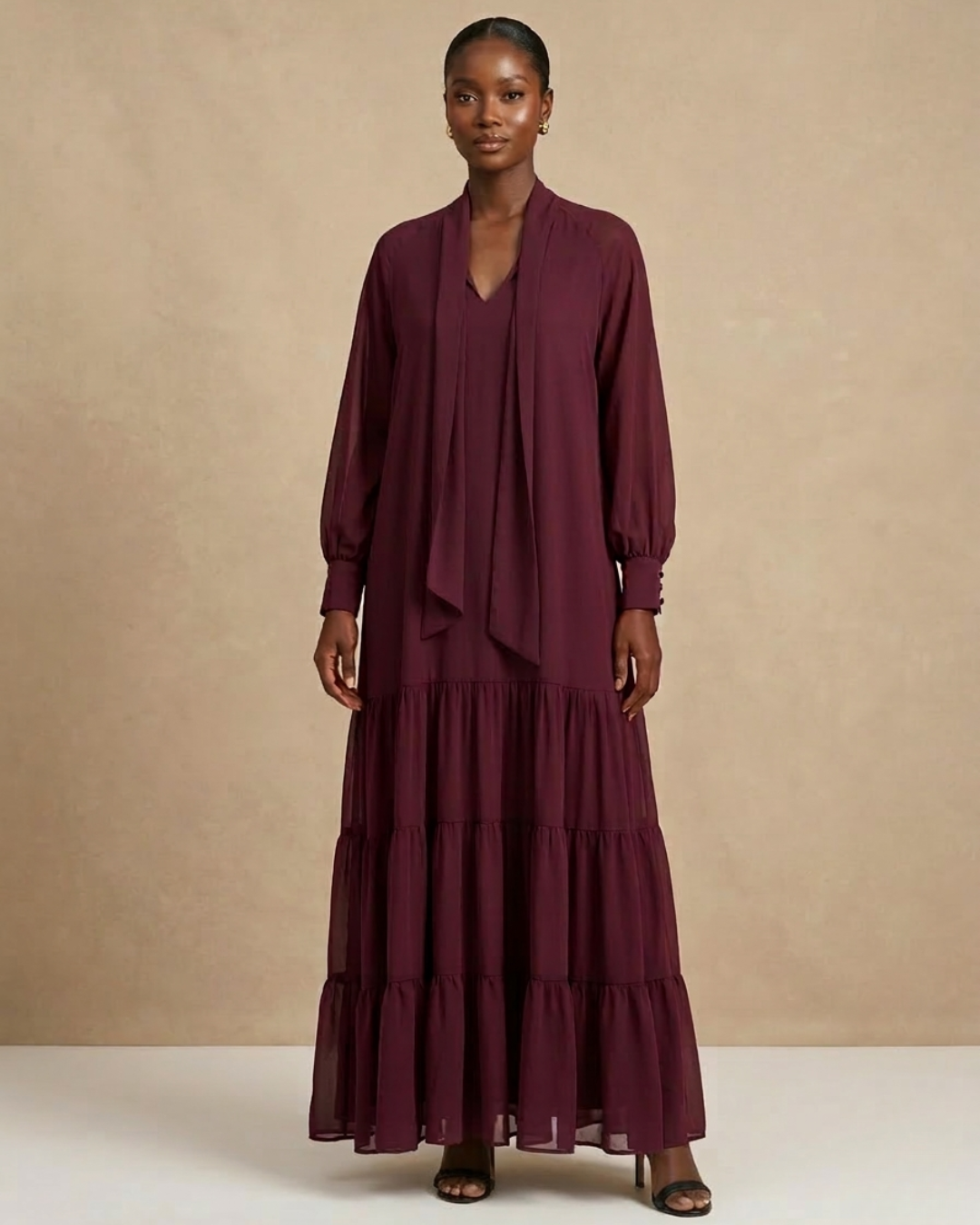 Palesa Tiered Maxi Dress - Maroon