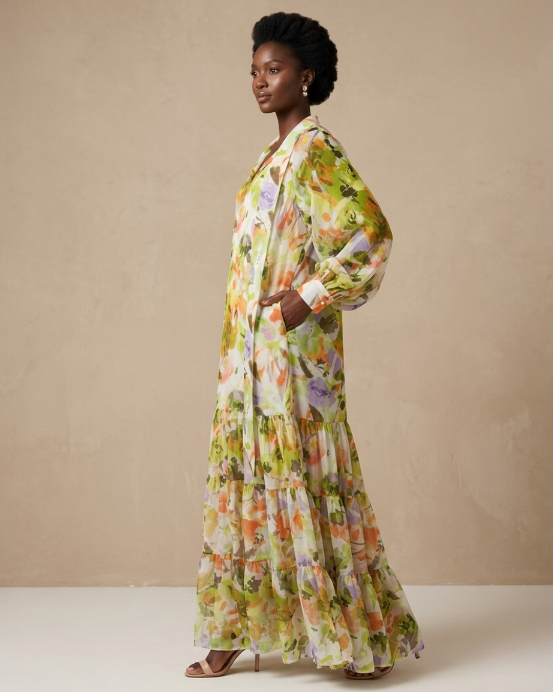Palesa Tiered Maxi Dress - Floral Print