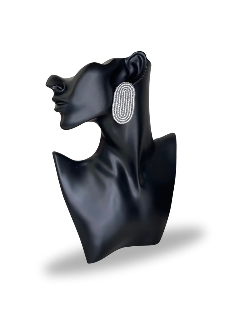 Naoki Oval Stud Earrings - Silver