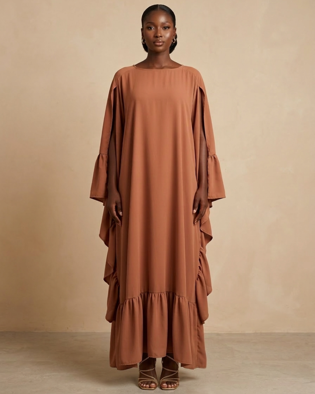 Thulani Ruffled Kaftan - Peach
