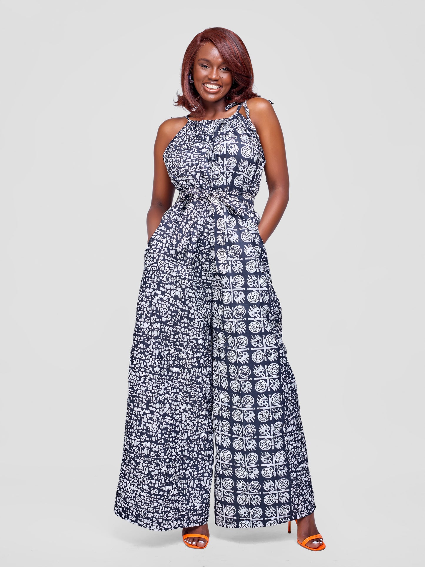 Zenani Ankara Jumpsuit - Black & White
