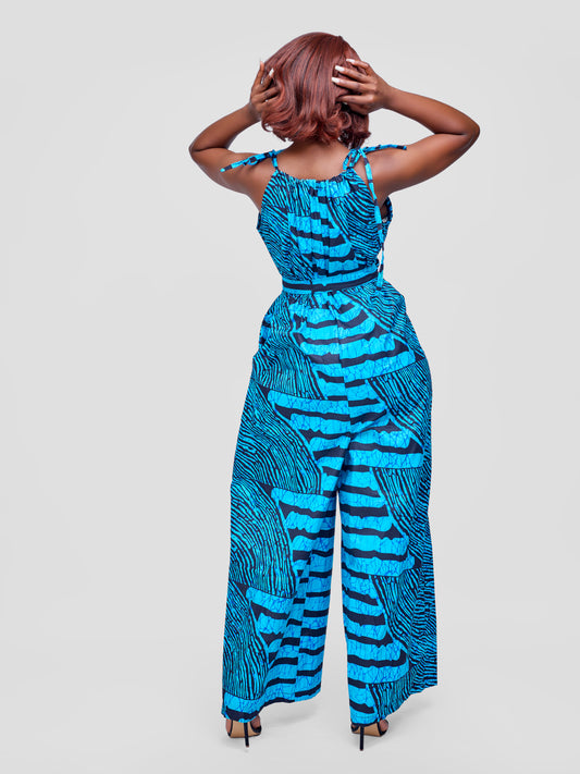 Zenani Ankara Jumpsuit - Blue & Black