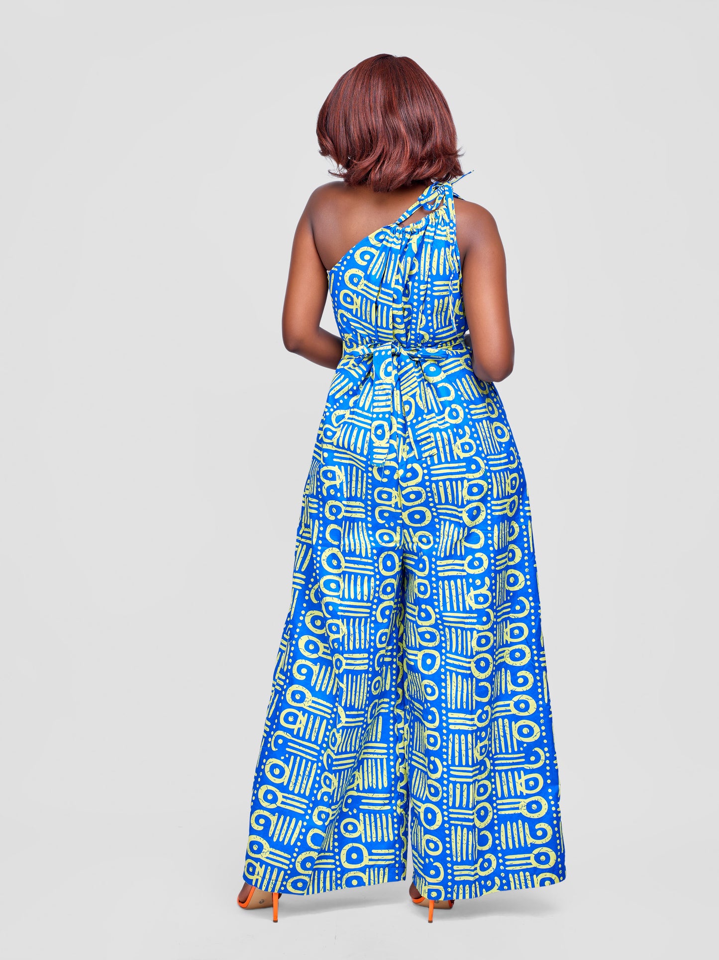 Zenani Ankara Jumpsuit - Sky Blue & Lime Green