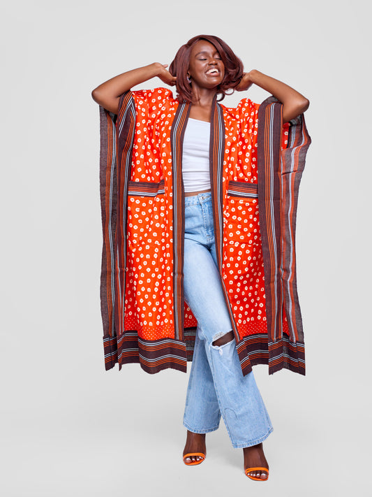 Zinthle Kimono - Red & White