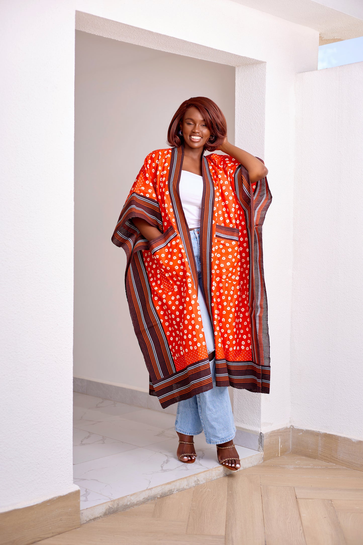 Zinthle Kimono - Rust & White