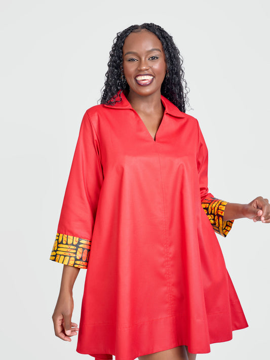 Zuri Shift Dress - Red