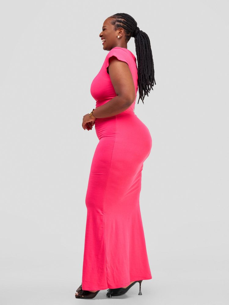  double-layered, cap sleeved maxi dress