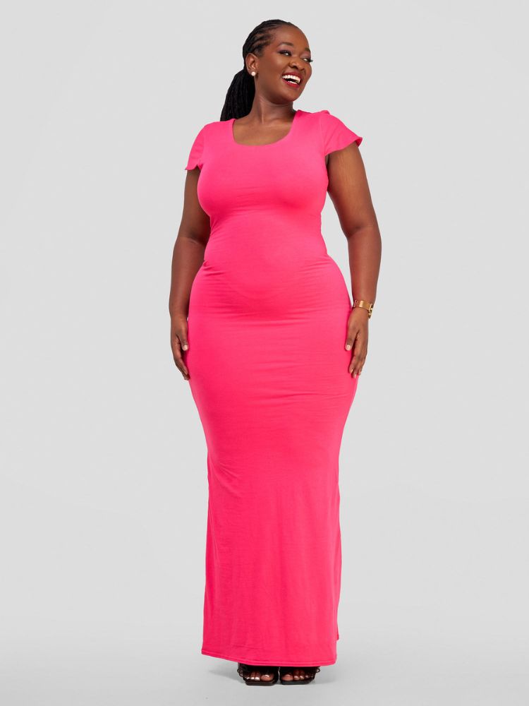  double-layered, cap sleeved maxi dress