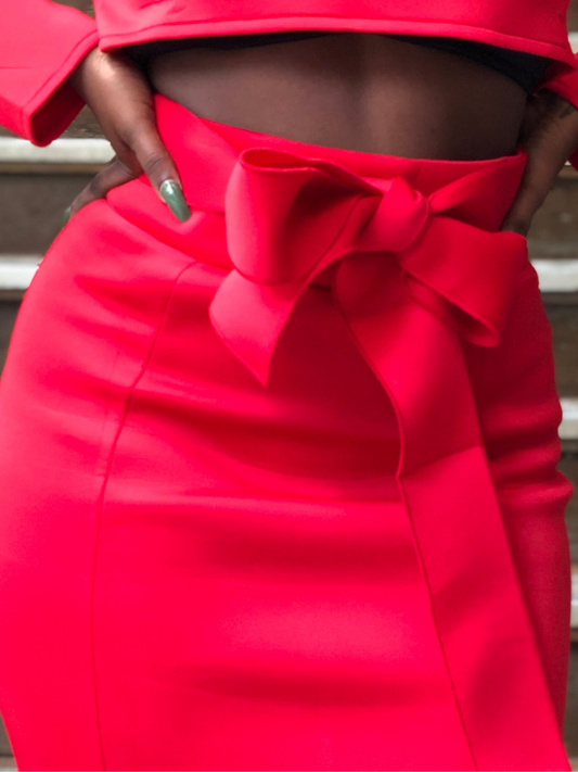Gina Midi Skirt - Red