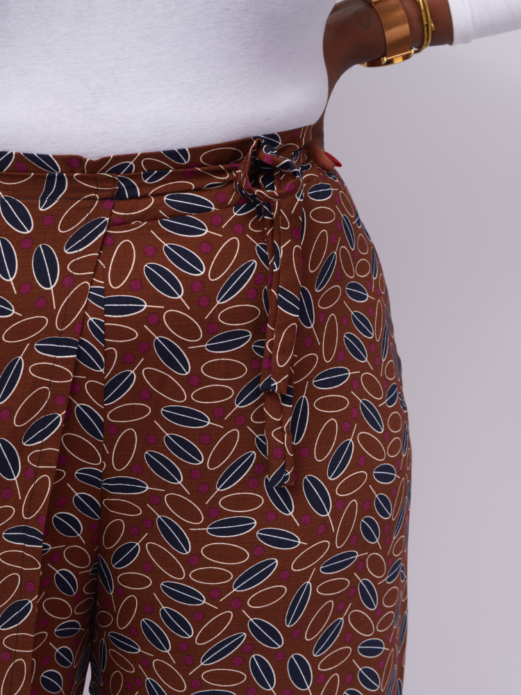 Leyanni Overlap Casual Pants - Brown Print
