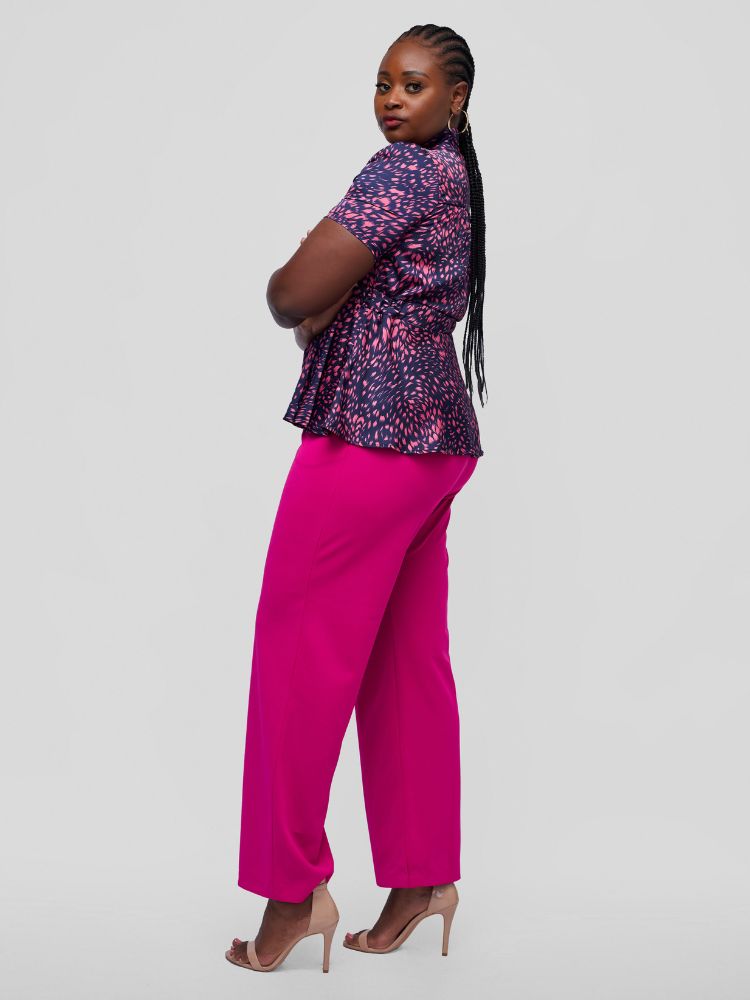 Short sleeve V-Neck peplum blouse