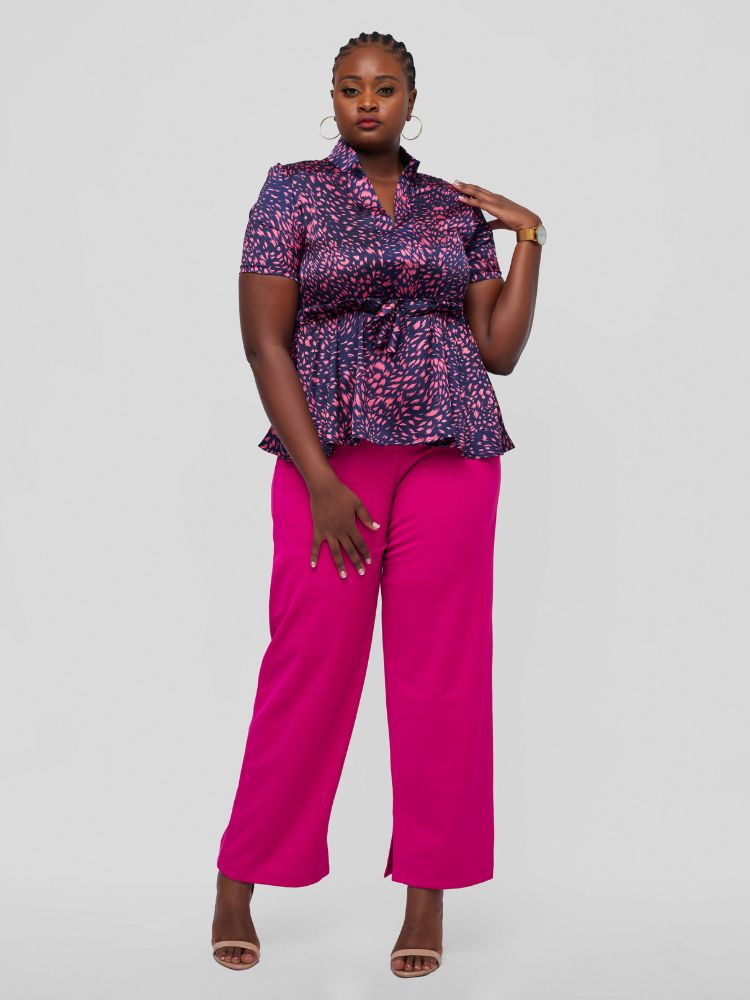 Short sleeve V-Neck peplum blouse