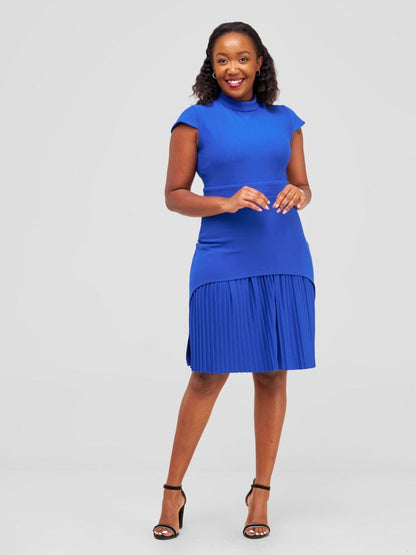 Plisse mini dress with cap sleeves