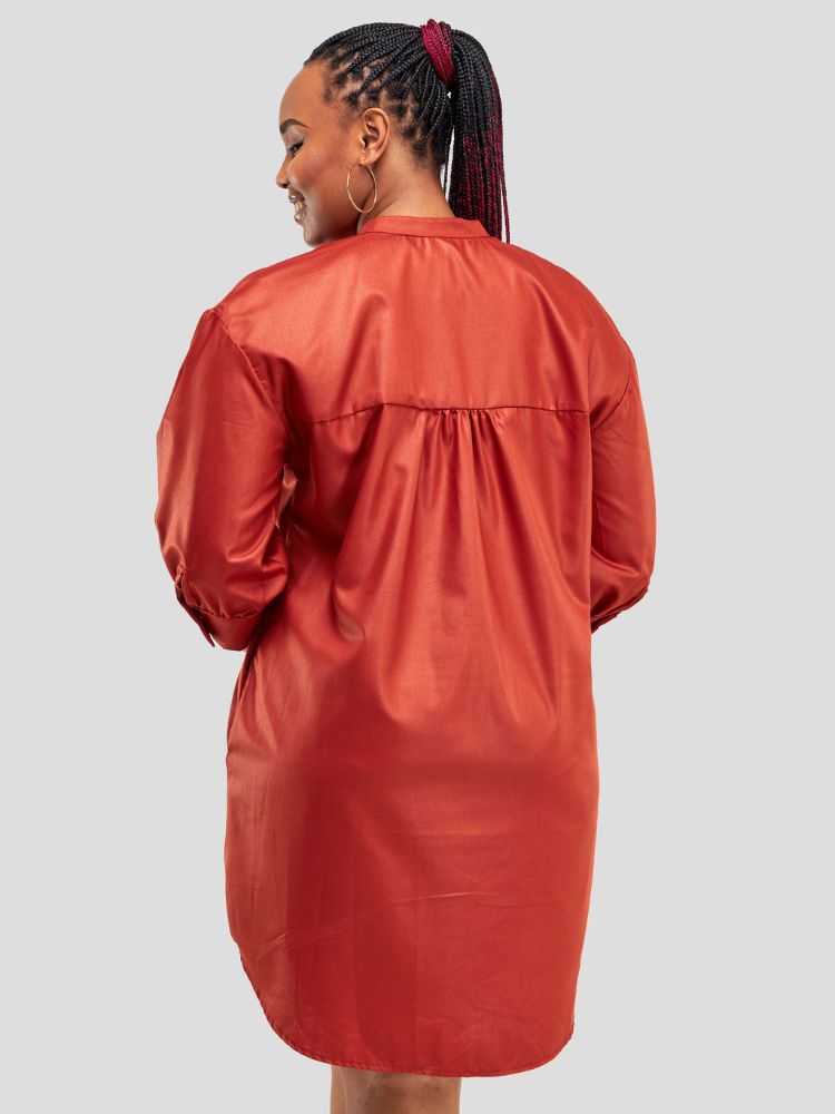 Nuru Shirt Dress - Burnt Orange