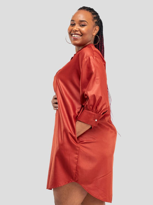 Nuru Shirt Dress - Burnt Orange