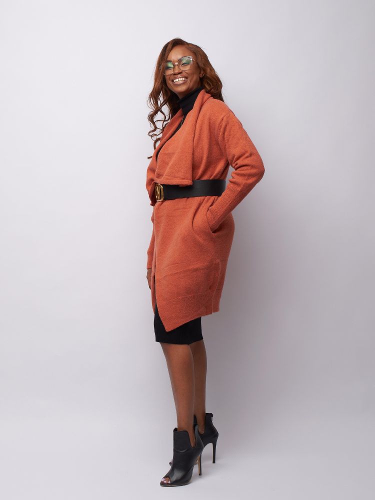 Rust red cardigan deals