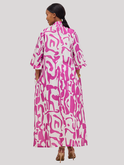 Adira Kimono - Pink & White