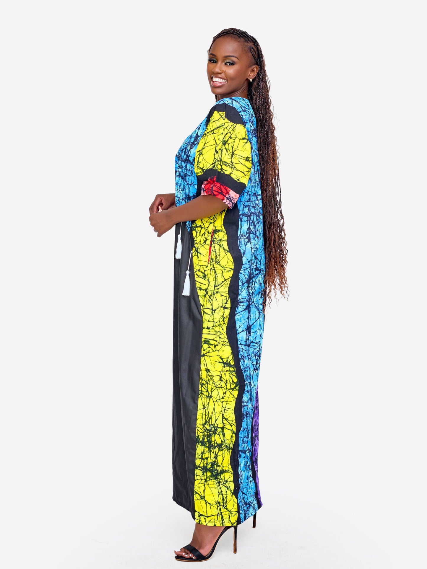 Alana Tassel Kaftan - Multicoloured & Black Print