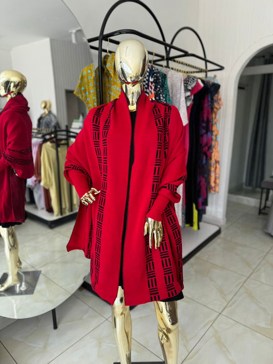 Amina Sweater Shawl - Red