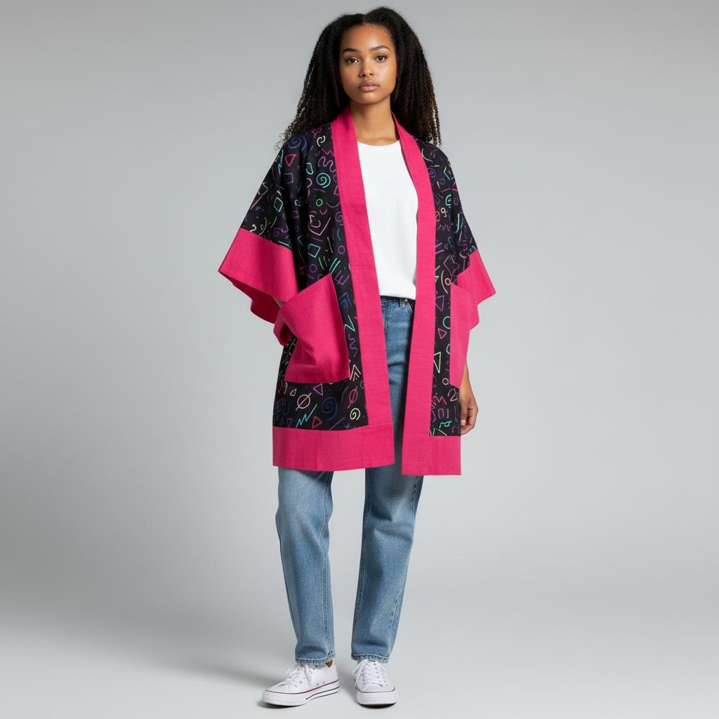 Hanifa Kimono - Pink & Black Print