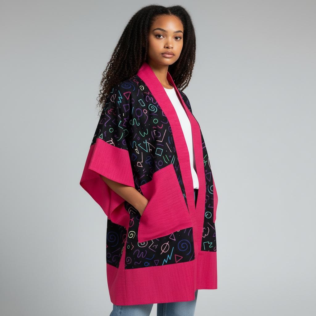 Hanifa Kimono - Pink & Black Print