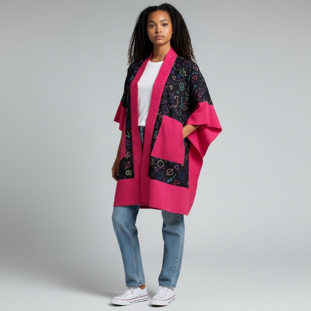 Hanifa Kimono - Pink & Black Print