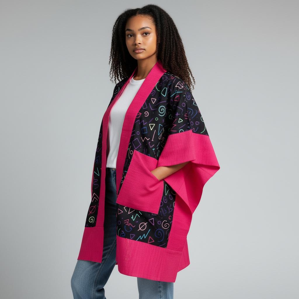 Hanifa Kimono - Pink & Black Print