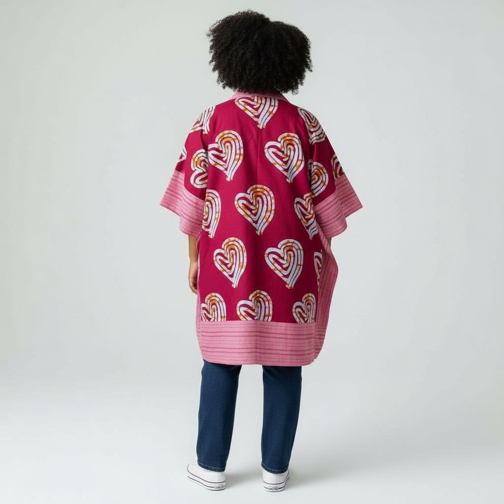 Hanifa Kimono - Pink & White Print