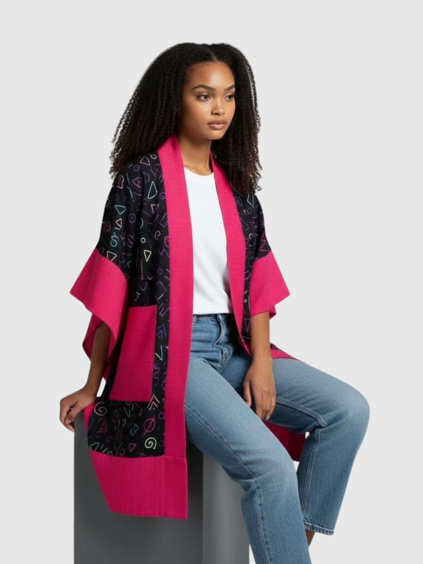Hanifa Kimono - Pink & Black Print