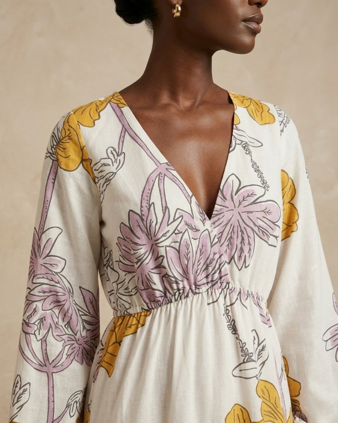 Kagendo Maxi Dress - Off White Floral Print