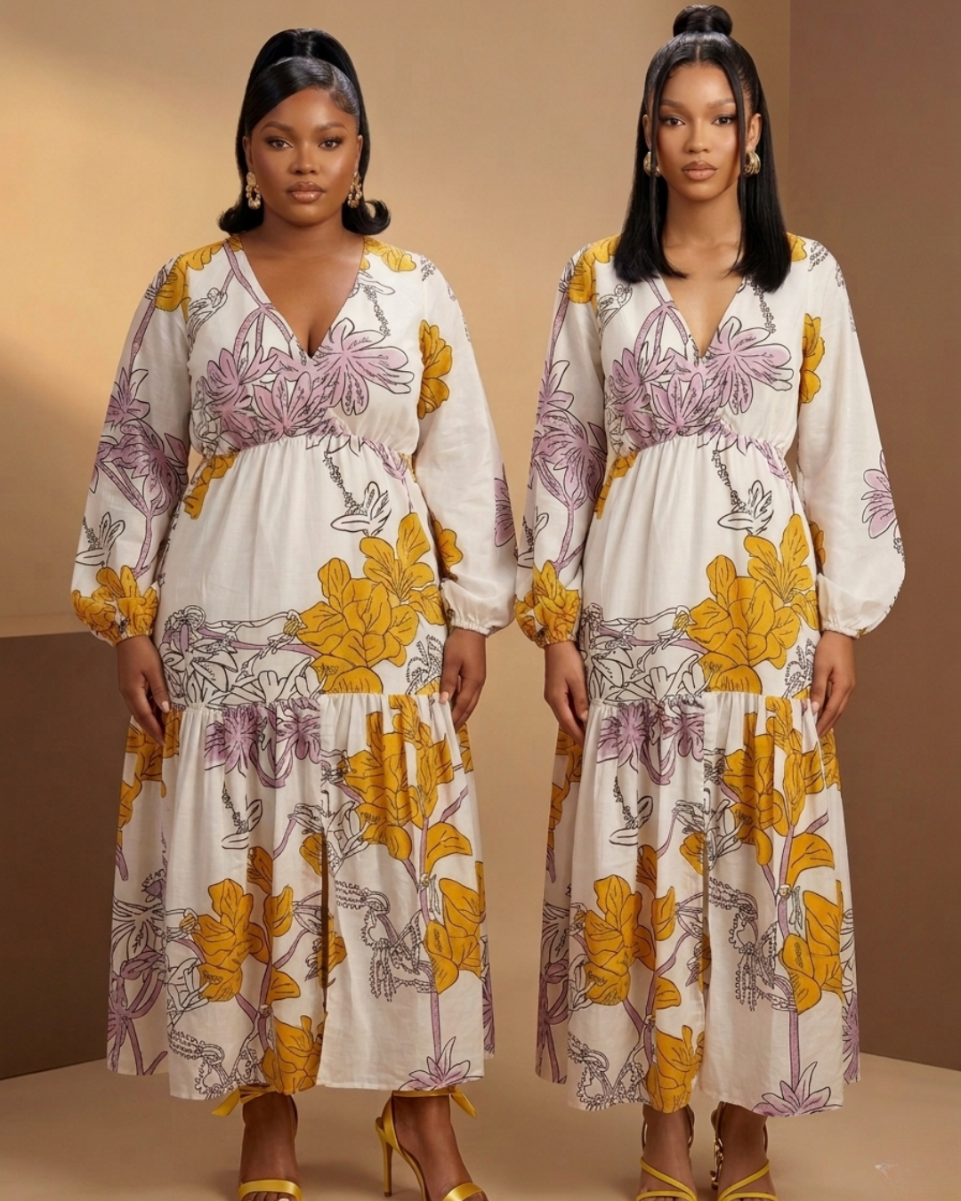 Kagendo Maxi Dress - Off White Floral Print