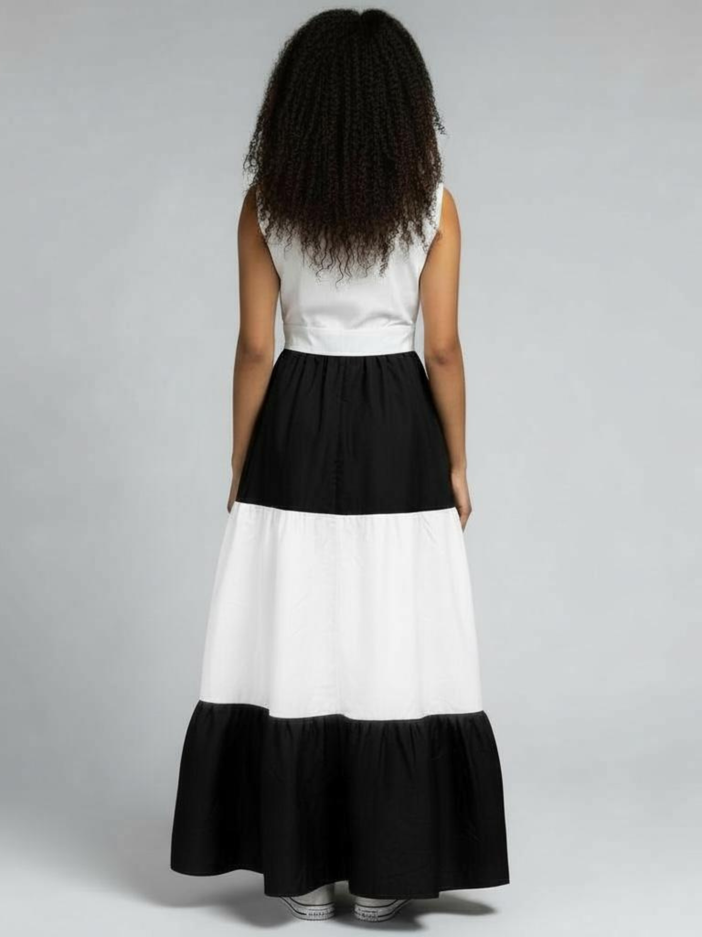 Karimi Tiered Maxi Dress - Black & White