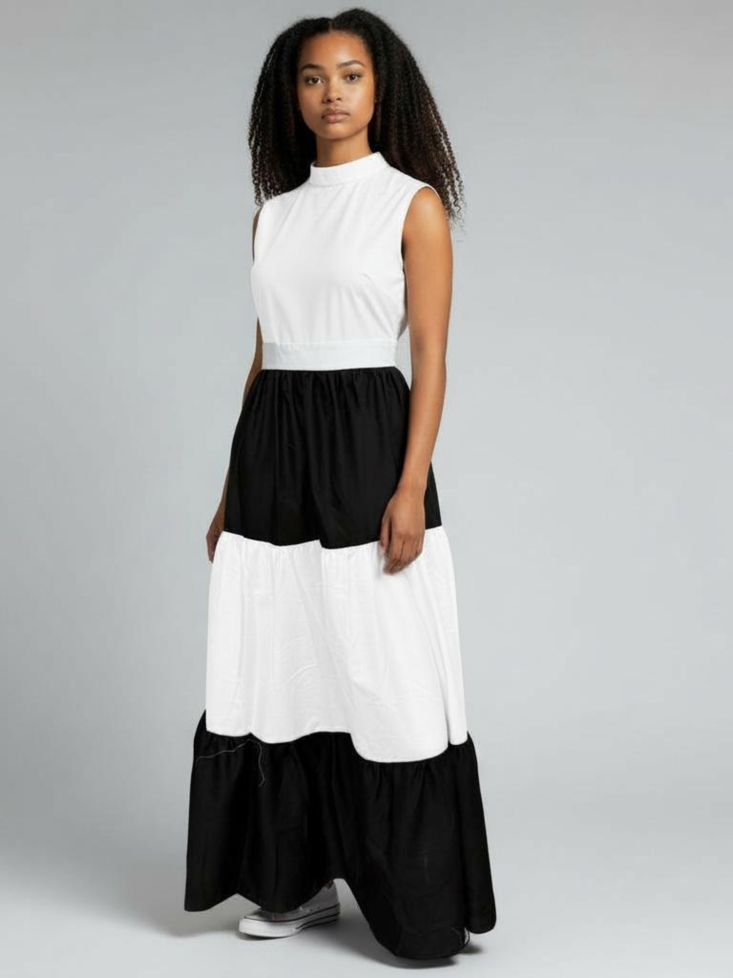 Karimi Tiered Maxi Dress - Black & White