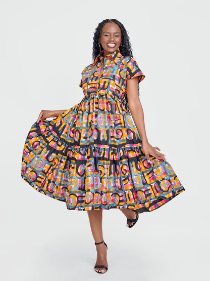 Kiara Tiered Ankara Baby Doll Dress - Muticoloured Print