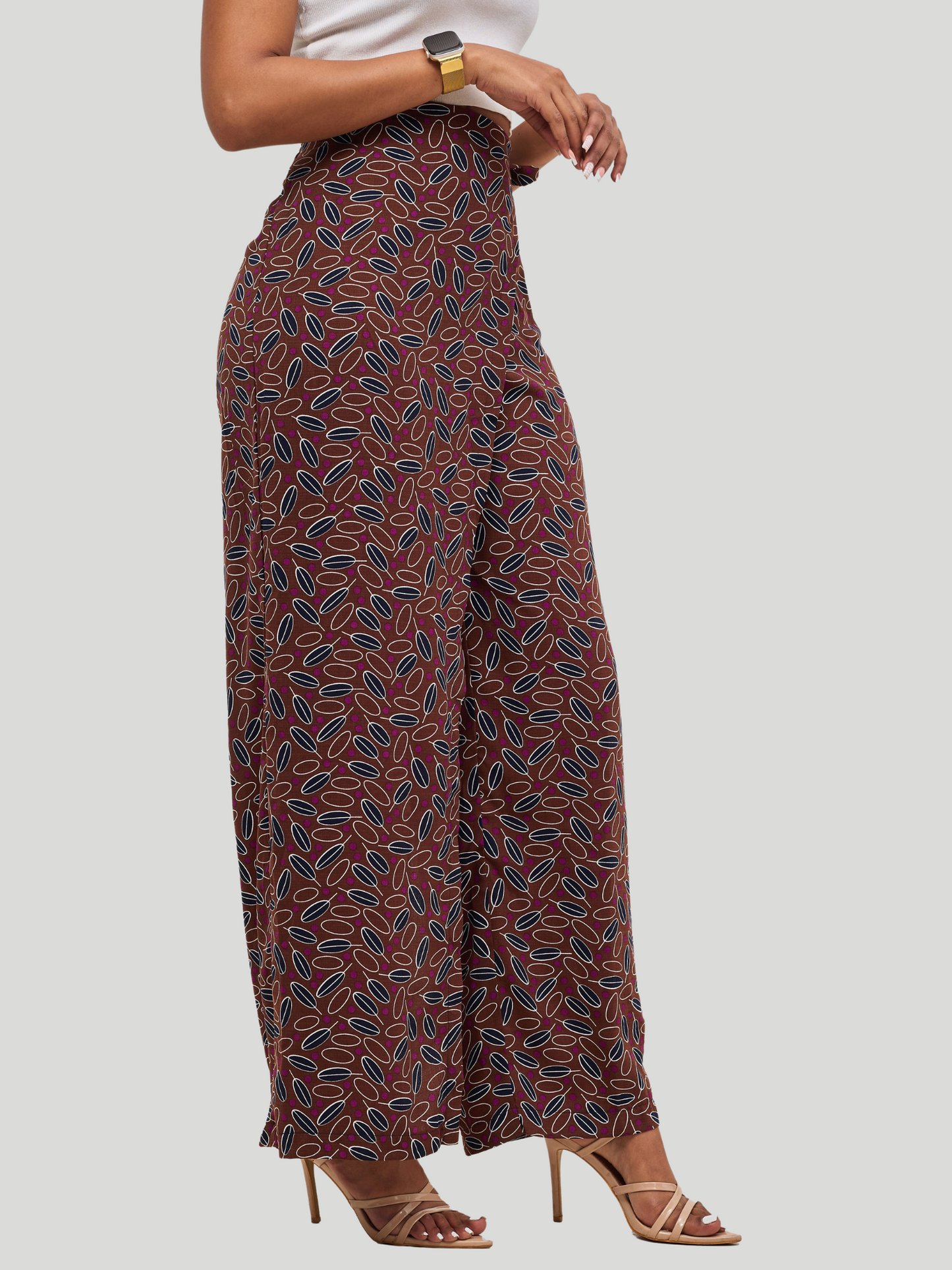 Leyanni Overlap Casual Pants - Brown Print