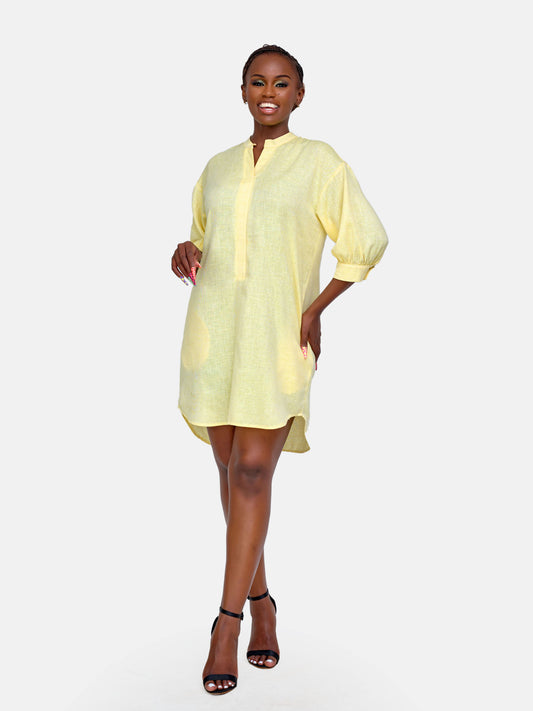 Nuru Shirt Dress - Yellow