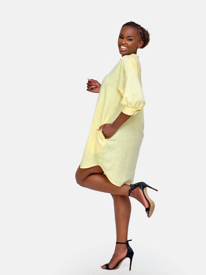 Nuru Shirt Dress - Yellow