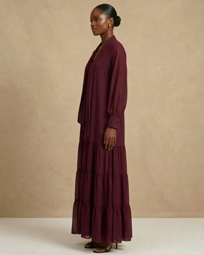 Palesa Tiered Maxi Dress - Maroon