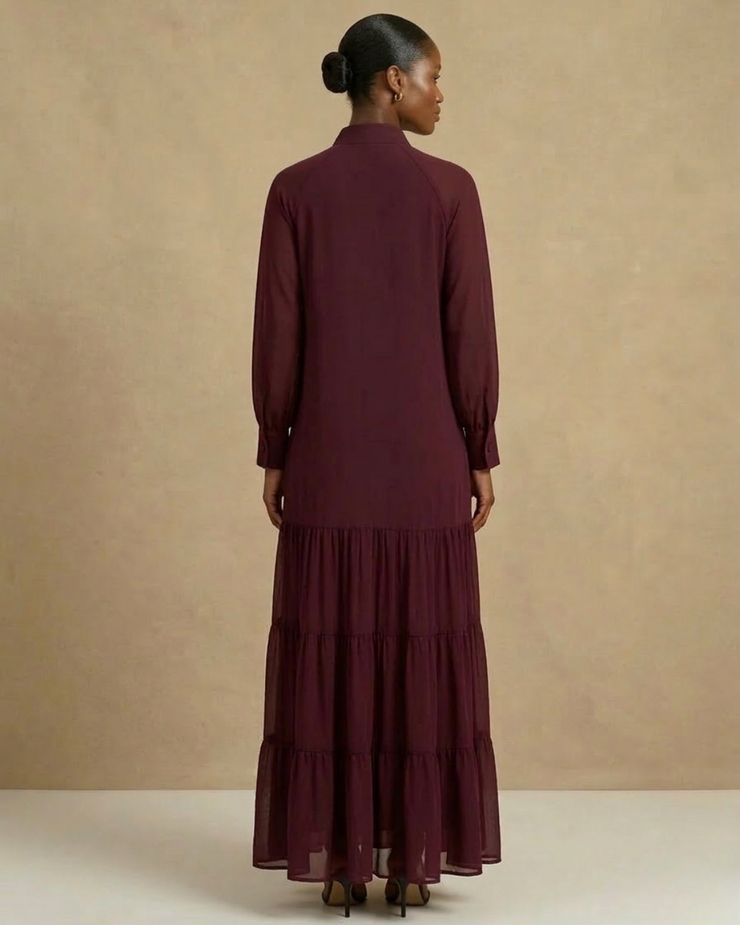 Palesa Tiered Maxi Dress - Maroon